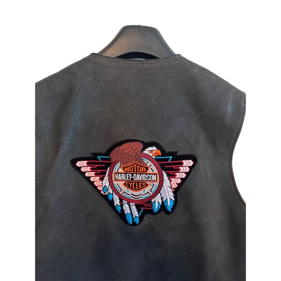 Harley-Davidson Genuine Leather Motorcycle Vintage Vest Men's Size XL - Picture 7 of 8